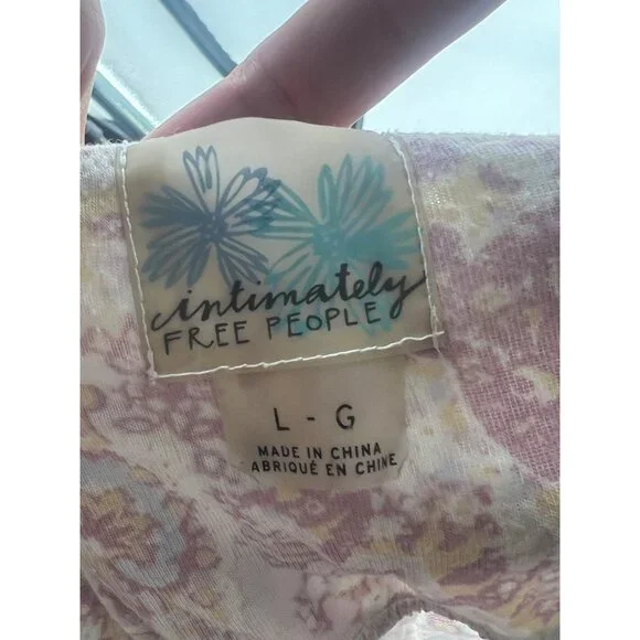 Vintage Intimately Free People Pink & Yellow Paisley Empire Waist Cami Top Y2K - Picture 11 of 12